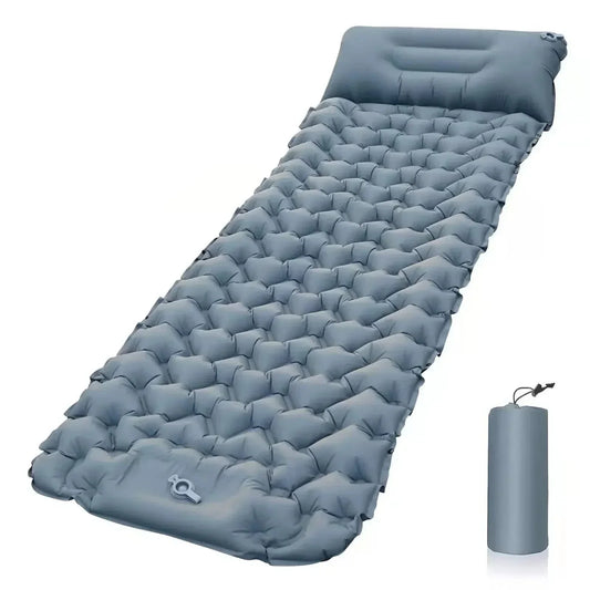 Ultralight inflatable camping mattress with built-in pump